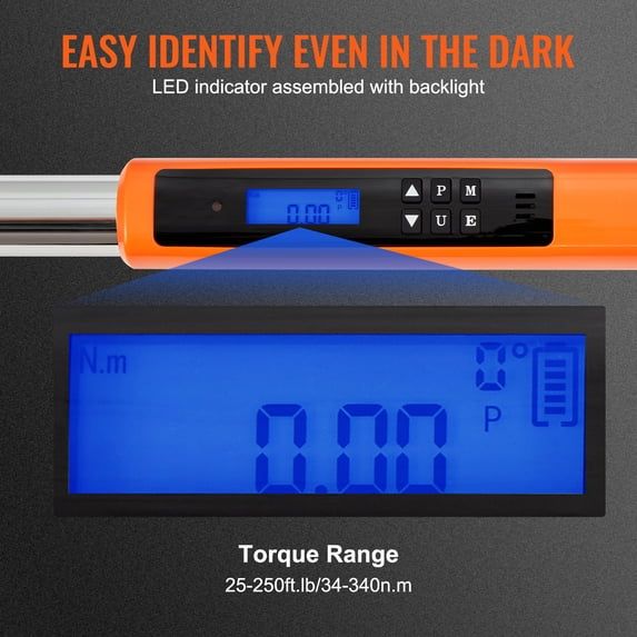 Digital Torque Wrench 1/2" Drive 25-250ft.lb Electronic Torque Wrench Kit