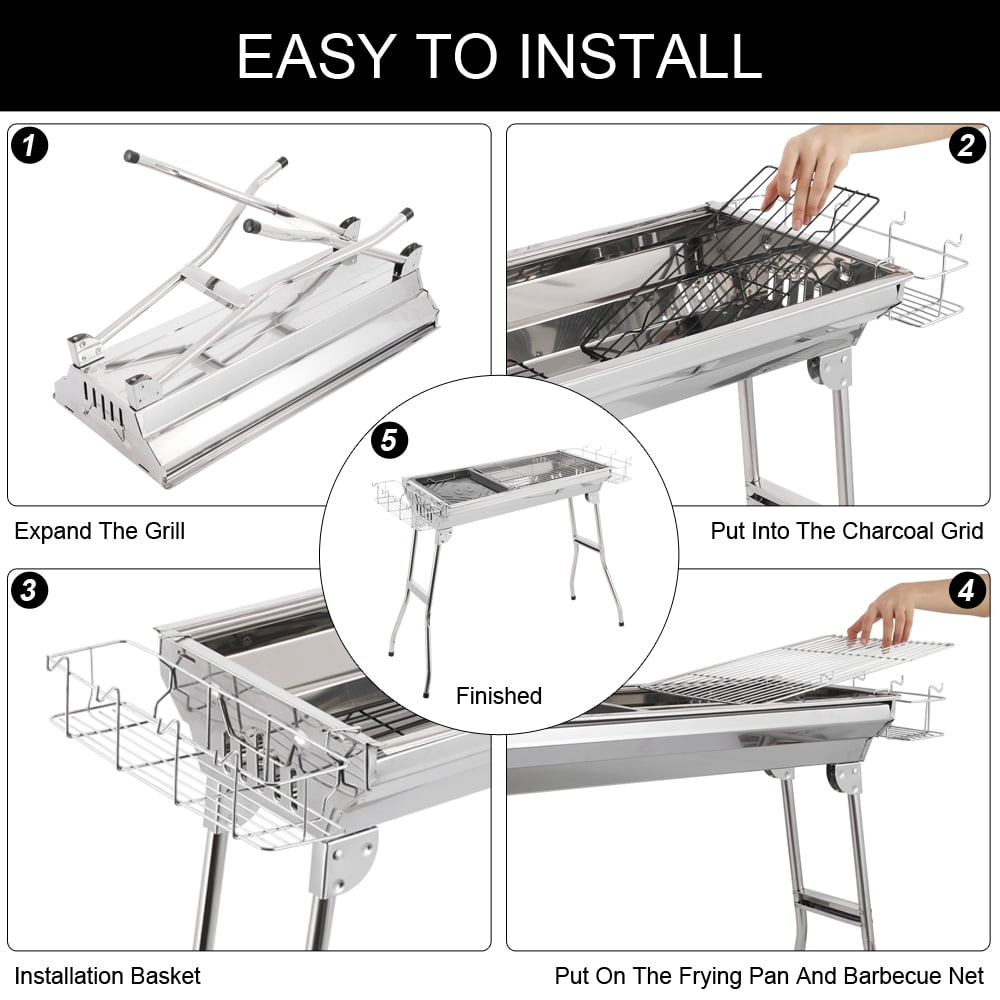 Charcoal Grill Kabob Portable BBQ Large Charcoal Grill for Outdoor Grilling Hibachi Shish Kabob Picnic Patio Backyard Barbecue