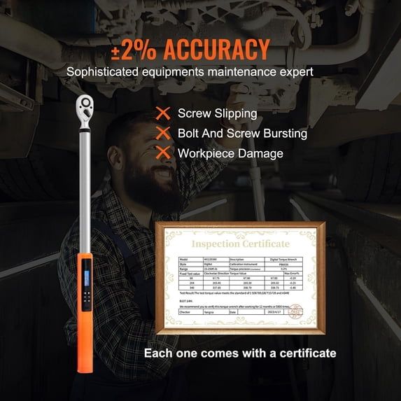 Digital Torque Wrench 1/2" Drive 25-250ft.lb Electronic Torque Wrench Kit