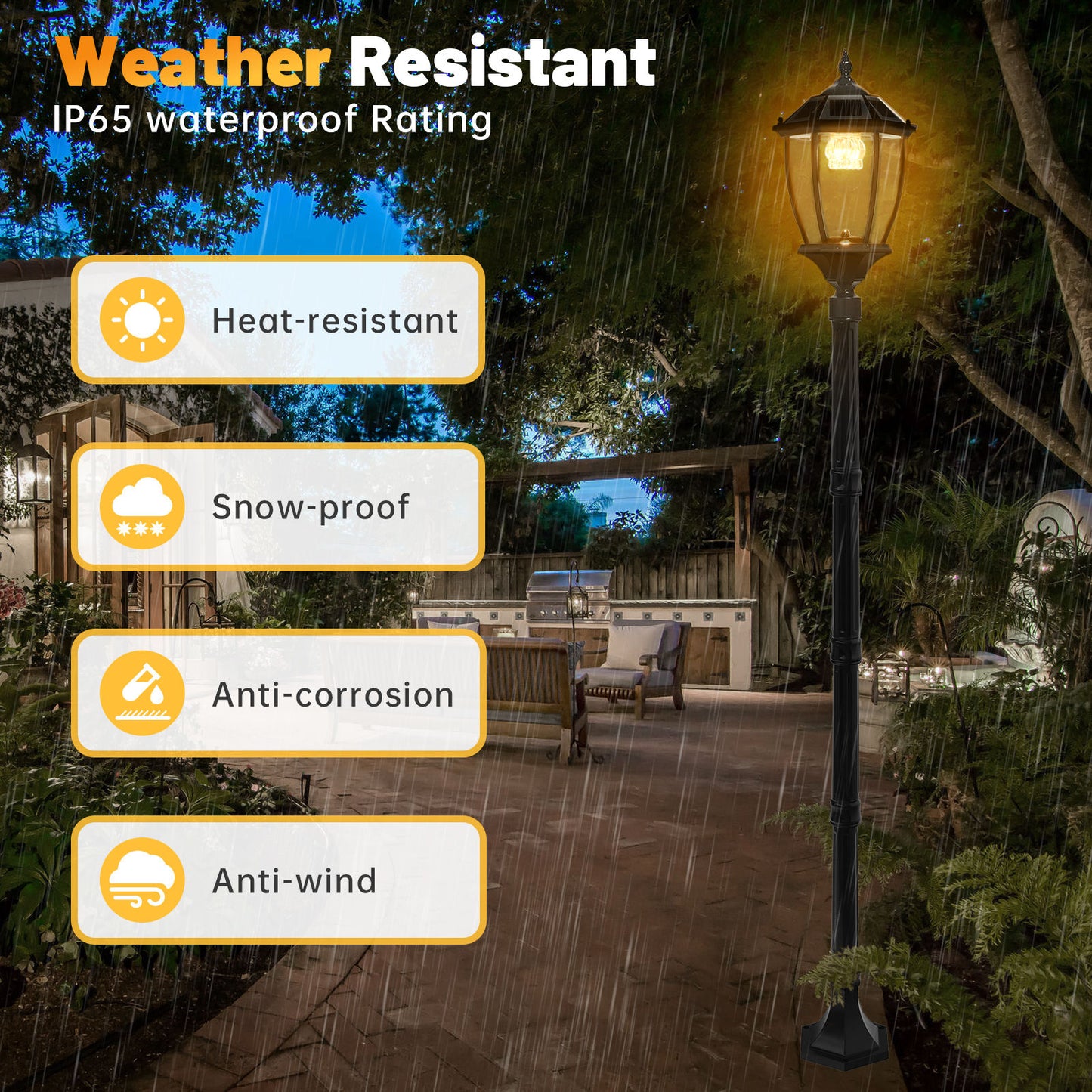 bokifol 70 in Solar Lamp Post Light Outdoor Waterproof with Replaceable Bulb