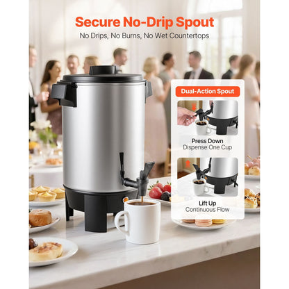 Commercial Coffee Urn 30 Cup 152oz No Drip Tap 1090W Fast Brew Auto Temp Control