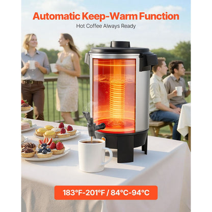 Commercial Coffee Urn 30 Cup 152oz No Drip Tap 1090W Fast Brew Auto Temp Control