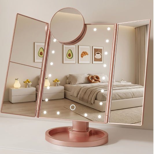 HOODINK Portable Vanity Mirror with Light Touch Control Dual Power Supply Rose Gold | 2926069326