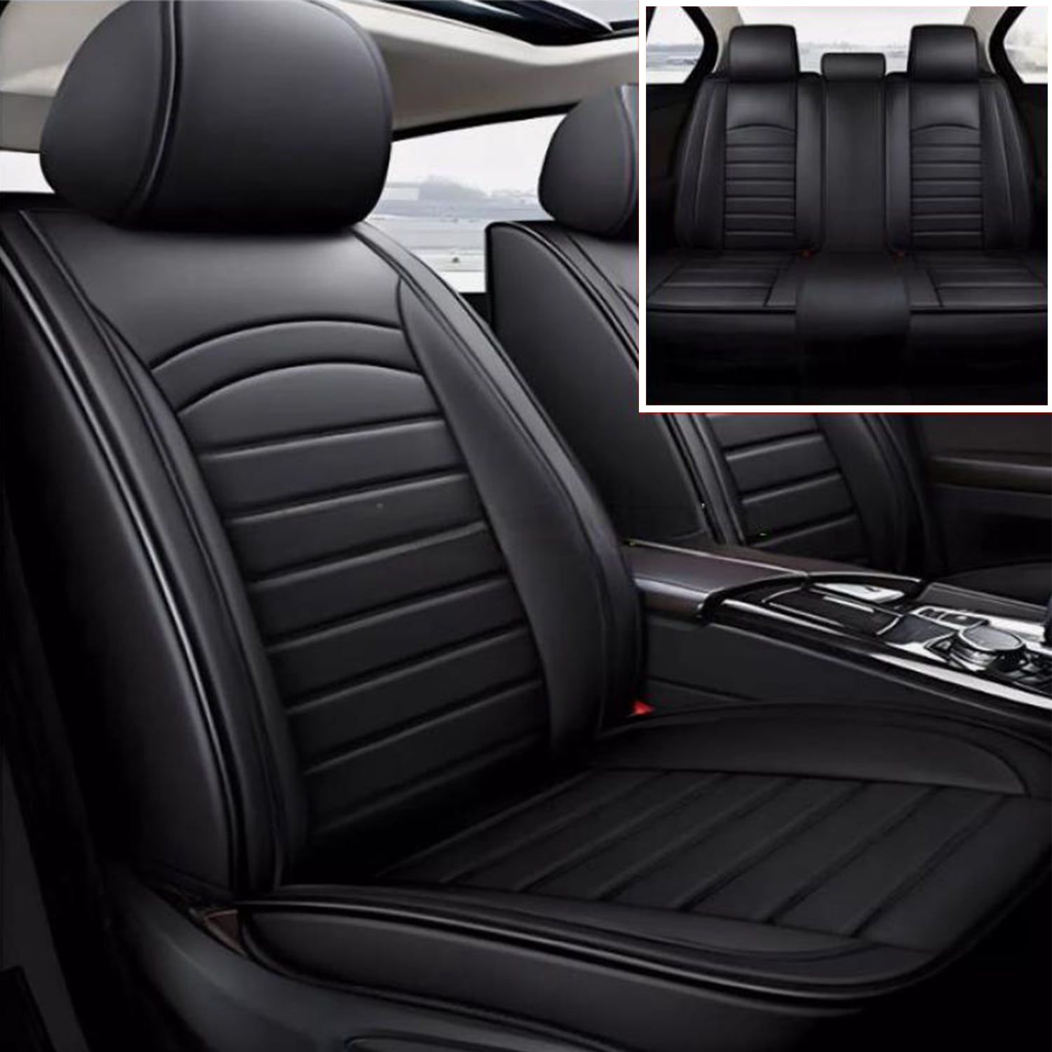 Seat Cover for Ford Fusion 2010-2020 Waterproof Faux Leather Full Set Black
