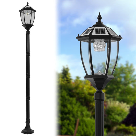 bokifol 70 in Solar Lamp Post Light Outdoor Waterproof with Replaceable Bulb