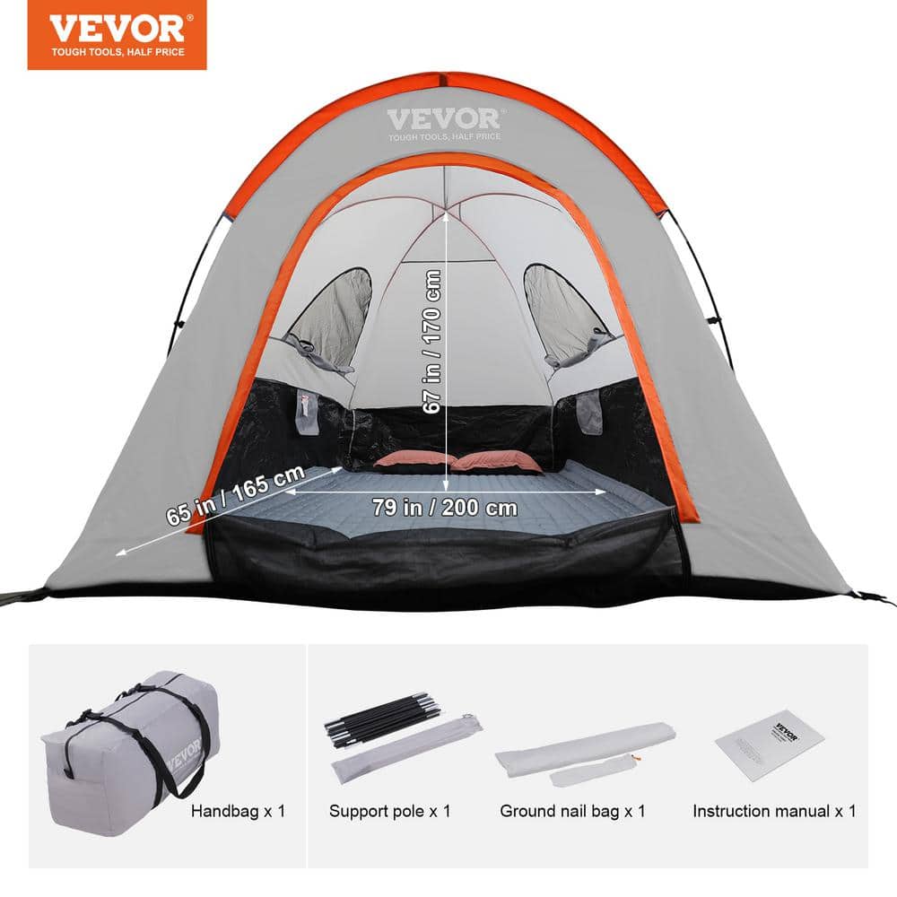 Truck Bed Tent 6.4-6.7 Ft Pickup Tent PU2000 Double Layer with Carry Bag for 2-3 Person Camping