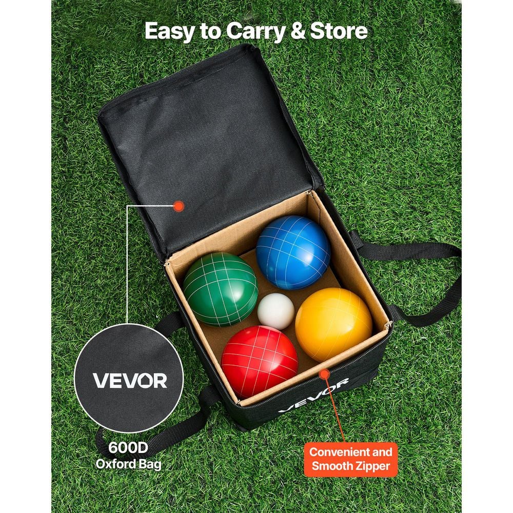 Bocce Ball Set 100mm 8 Resin Balls Pallino Carrying Bag Measuring Rope 4 Colors