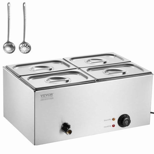 VEVOR 4-Pan Commercial Food Warmer 15.9 Qt Electric Steam Table 1200W