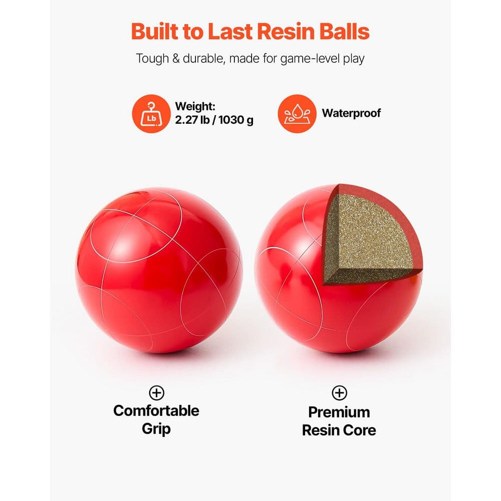 Bocce Ball Set 100mm 8 Resin Balls Pallino Carrying Bag Measuring Rope 4 Colors