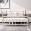 VECELO Queen Metal Platform Bed Frame 60 in. W White Victorian Style Iron-Art Headboard/Footboard KHD-YT-Q01-WHITE