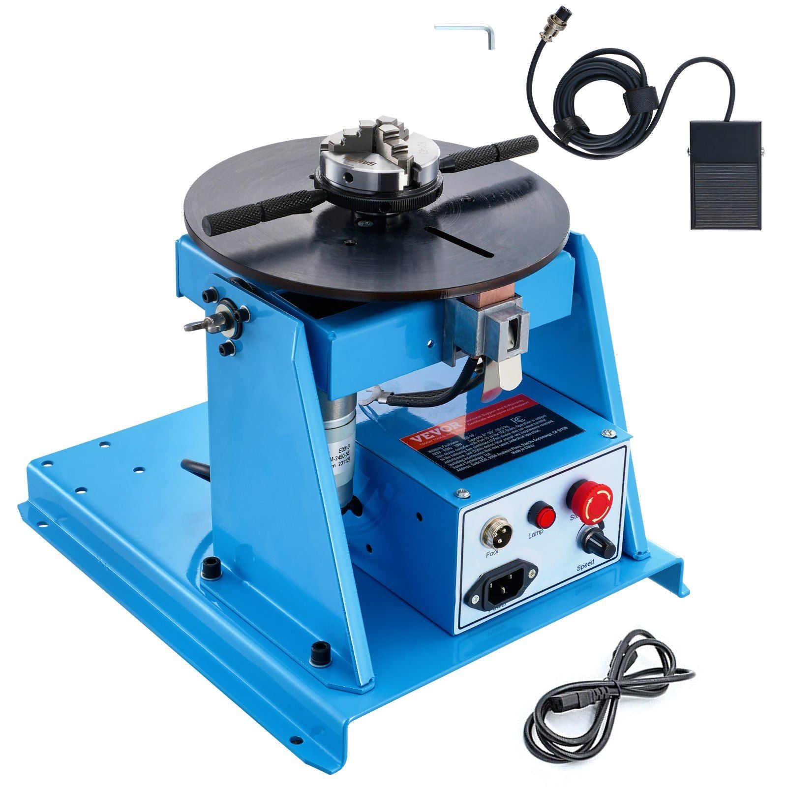 Rotary Welding Positioner 10kg 0-90° Turntable With 3-Jaw Chuck 1-12 Rpm 20W