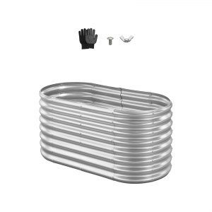 Metal Raised Garden Bed 4x2x2 ft Oval Galvanized Planter Box