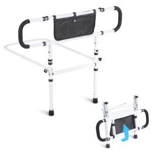 Bed Rails for Elderly Adults 450LBS Foldable Assist Rail with Storage Pocket