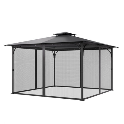 Gazebo Netting Replacement 12 X 12 X 7.5 FT 4-Panel Sidewall Mesh With Double Zipper