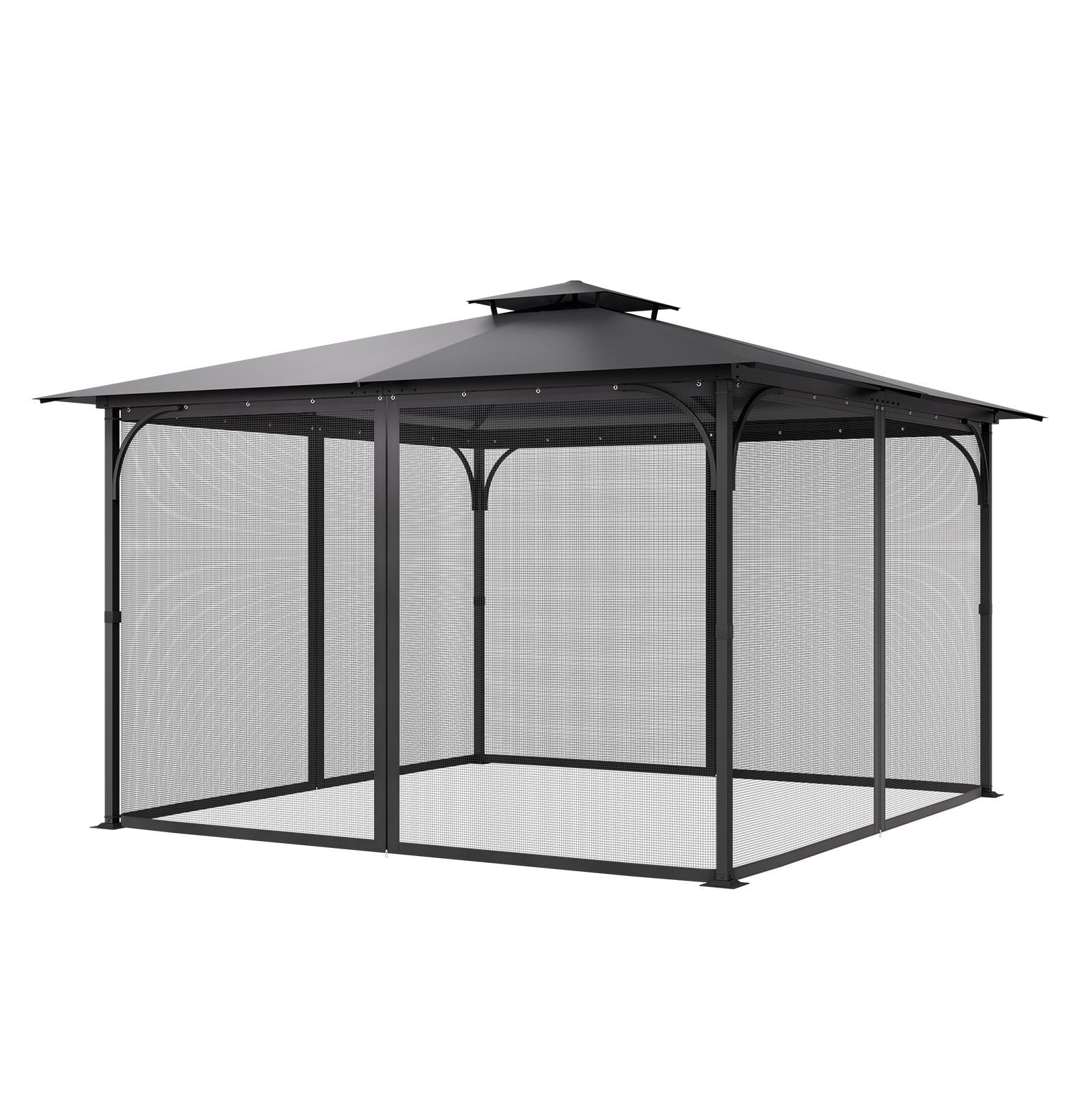 Gazebo Netting Replacement 12 X 12 X 7.5 FT 4-Panel Sidewall Mesh With Double Zipper