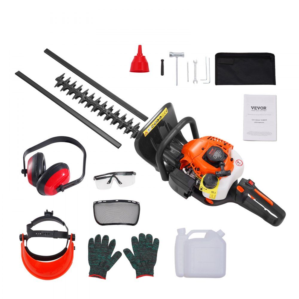 VEVOR 26CC 2 Cycle Gas Hedge Trimmer 23.2 In Blade 180° Adjustable Head