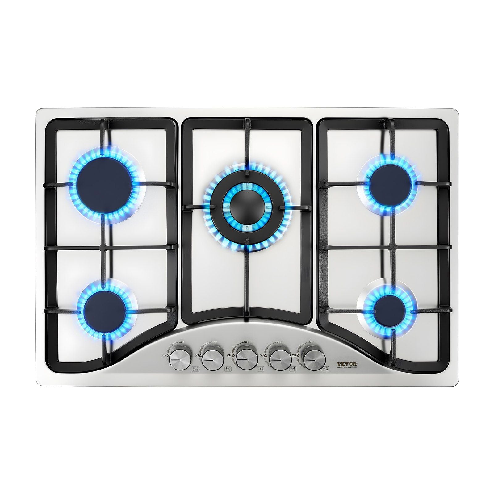 30-Inch Gas Cooktop 5 Burners Built-In 12250BTU Stainless Steel Hob
