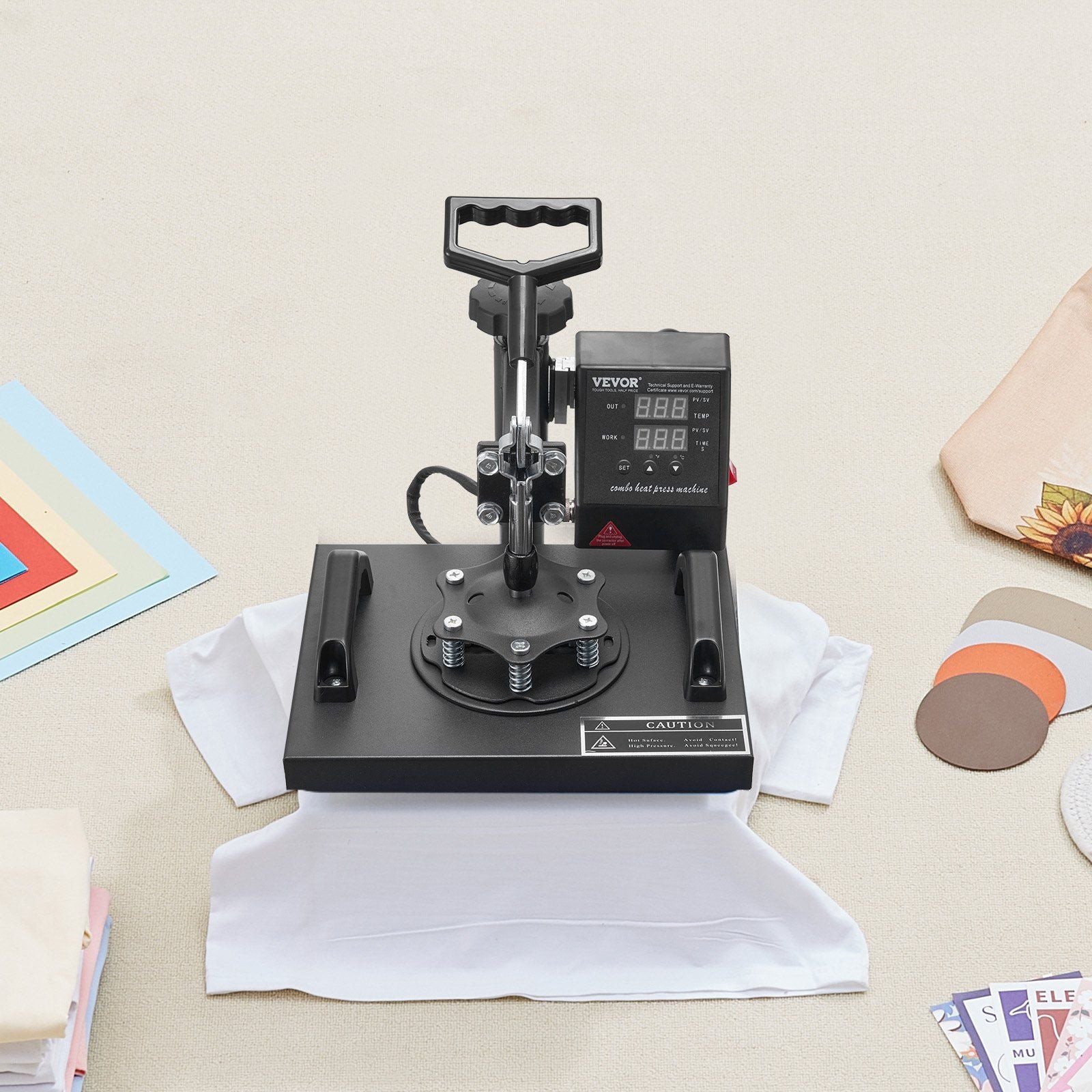 Heat Press Machine 12x10Inch 360° Swing-Away LCD Control Teflon Platen