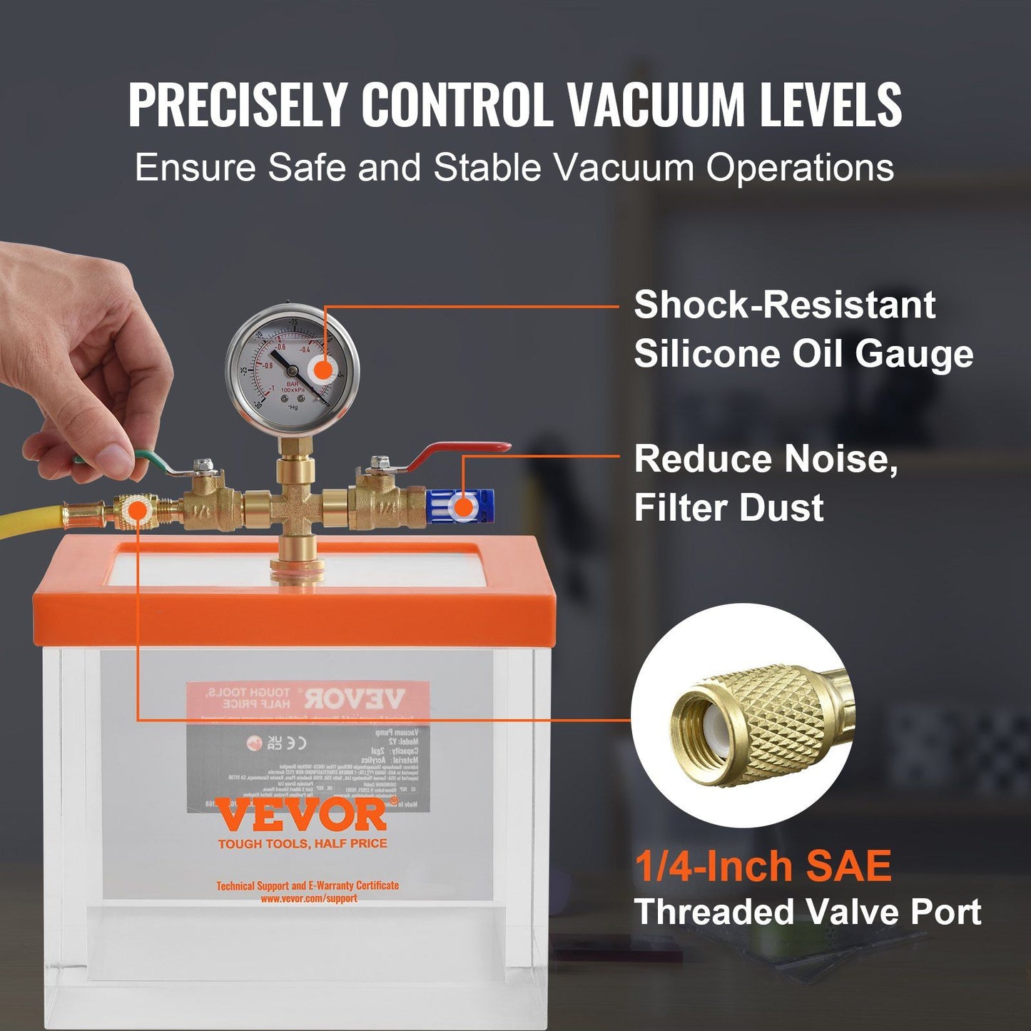 2 Gallon Vacuum Chamber Acrylic Degassing for Resin Silicone