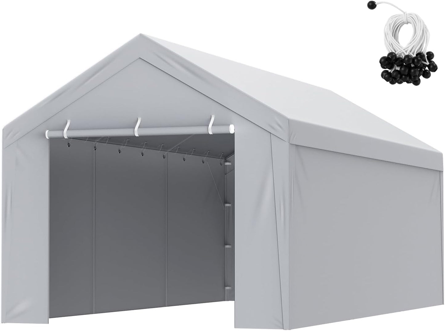 Carport Replacement Canopy Cover Top & Side Wall 10 x 20 ft Waterproof UV Protected Grey