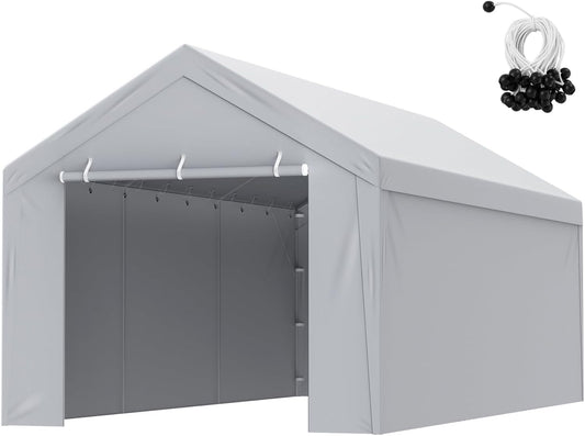Carport Replacement Canopy Cover Top & Side Wall 10 x 20 ft Waterproof UV Protected Grey