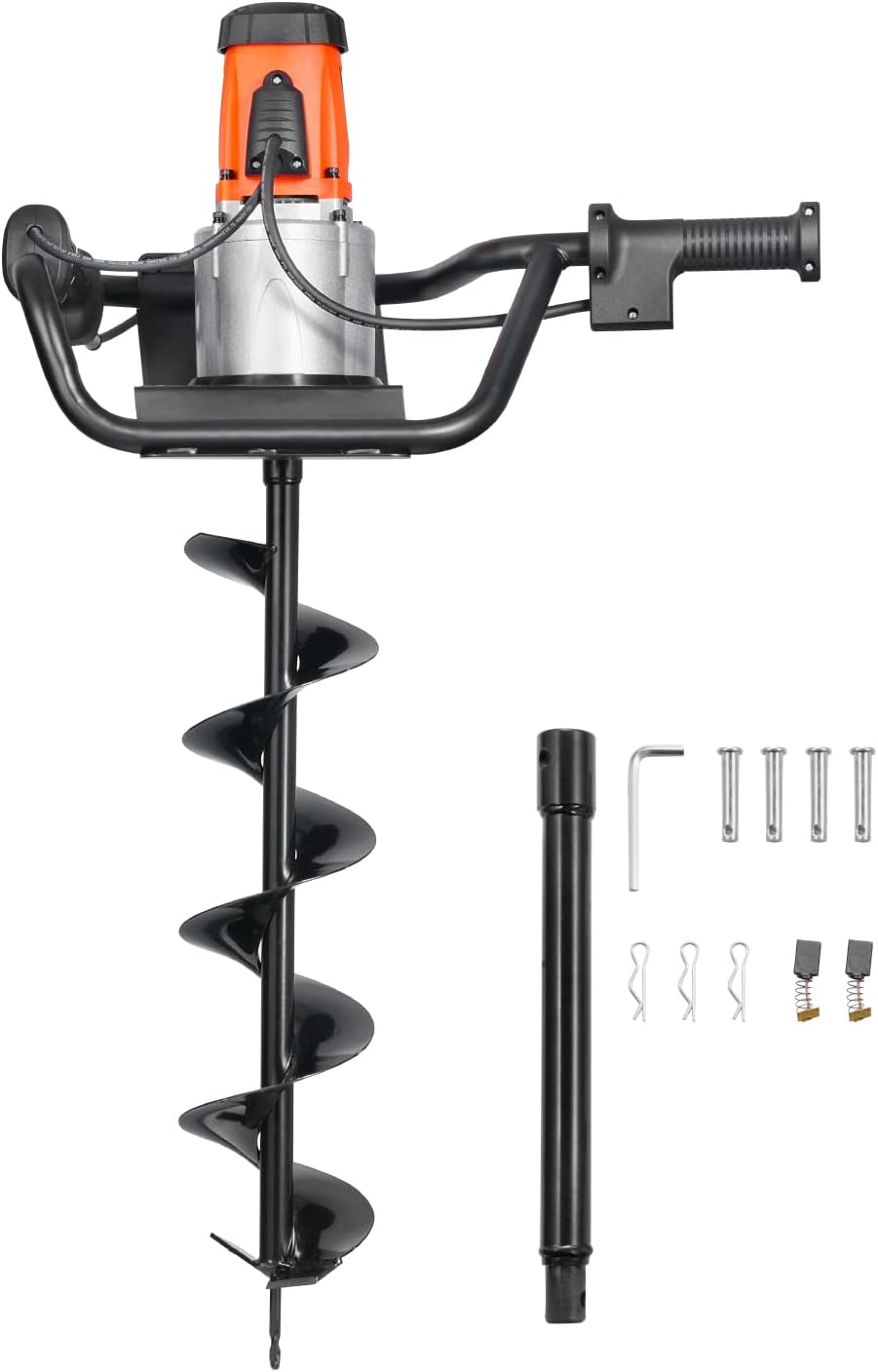 Electric Post Hole Digger 5.71 In Auger Bit 1500W Motor 140 RPM Alloy Steel Earth Auger With Extension Rod