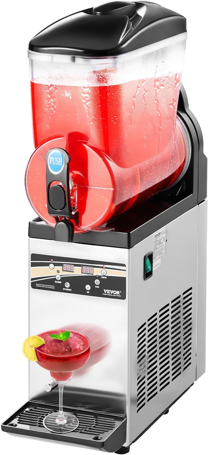 15L Single Tank Commercial Slushie Machine 60 Cups Stainless Steel Frozen Drink Maker