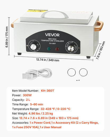 High Temperature Autoclave Machine 2L 300W Dry Heat Cabinet Cleaner