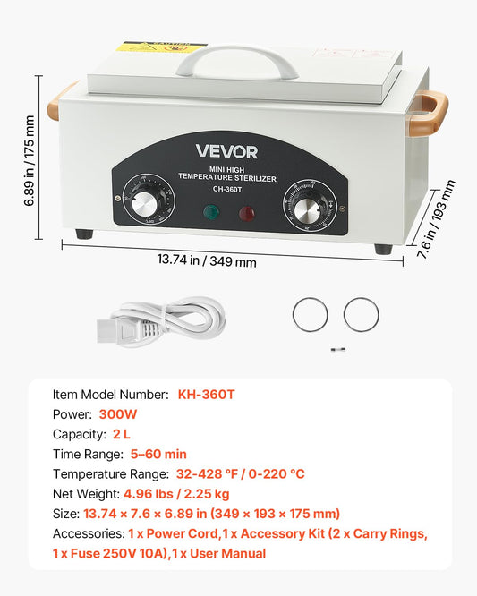 High Temperature Autoclave Machine 2L 300W Dry Heat Cabinet Cleaner