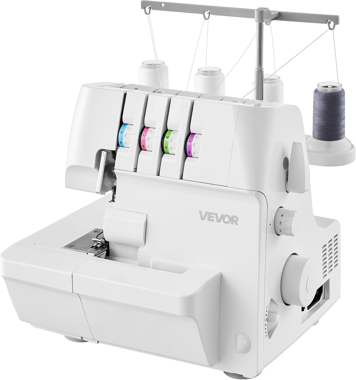 VEVOR Serger Overlock Sewing Machine 1250 Stitches Per Minute 2-3-5 Thread Capability with LED Light and Strong Suction Feet Heavy-Duty Metal Frame for Various Fabrics White