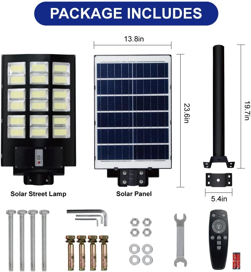 Solar Light Outdoor Motion Sensor 4200W Dusk To Dawn Super Bright 7000K Flood IP66 Waterproof For Parking Lot Street Yard