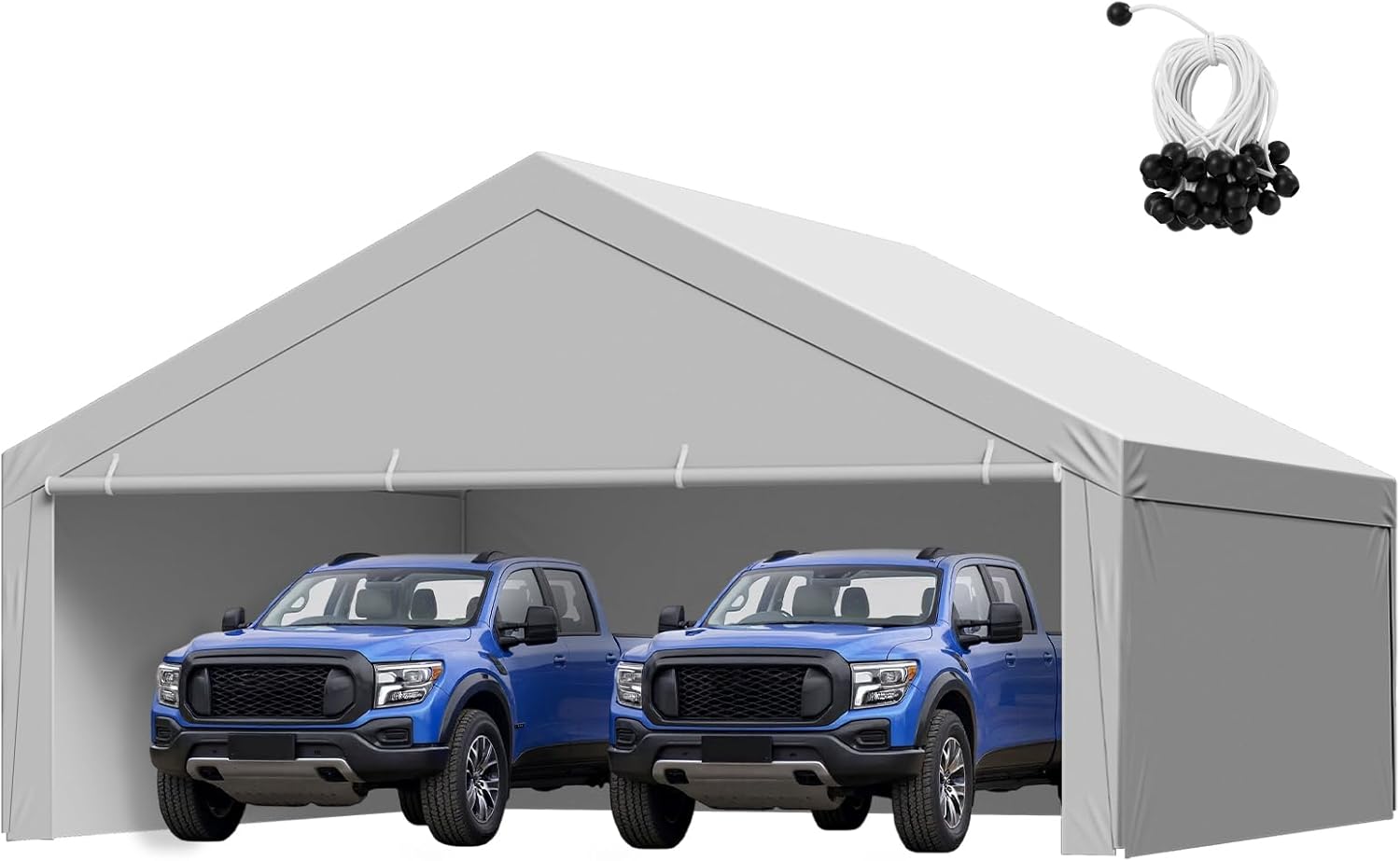 20 X 20 Ft Carport Replacement Canopy Cover With Sidewalls And Ball Bungees