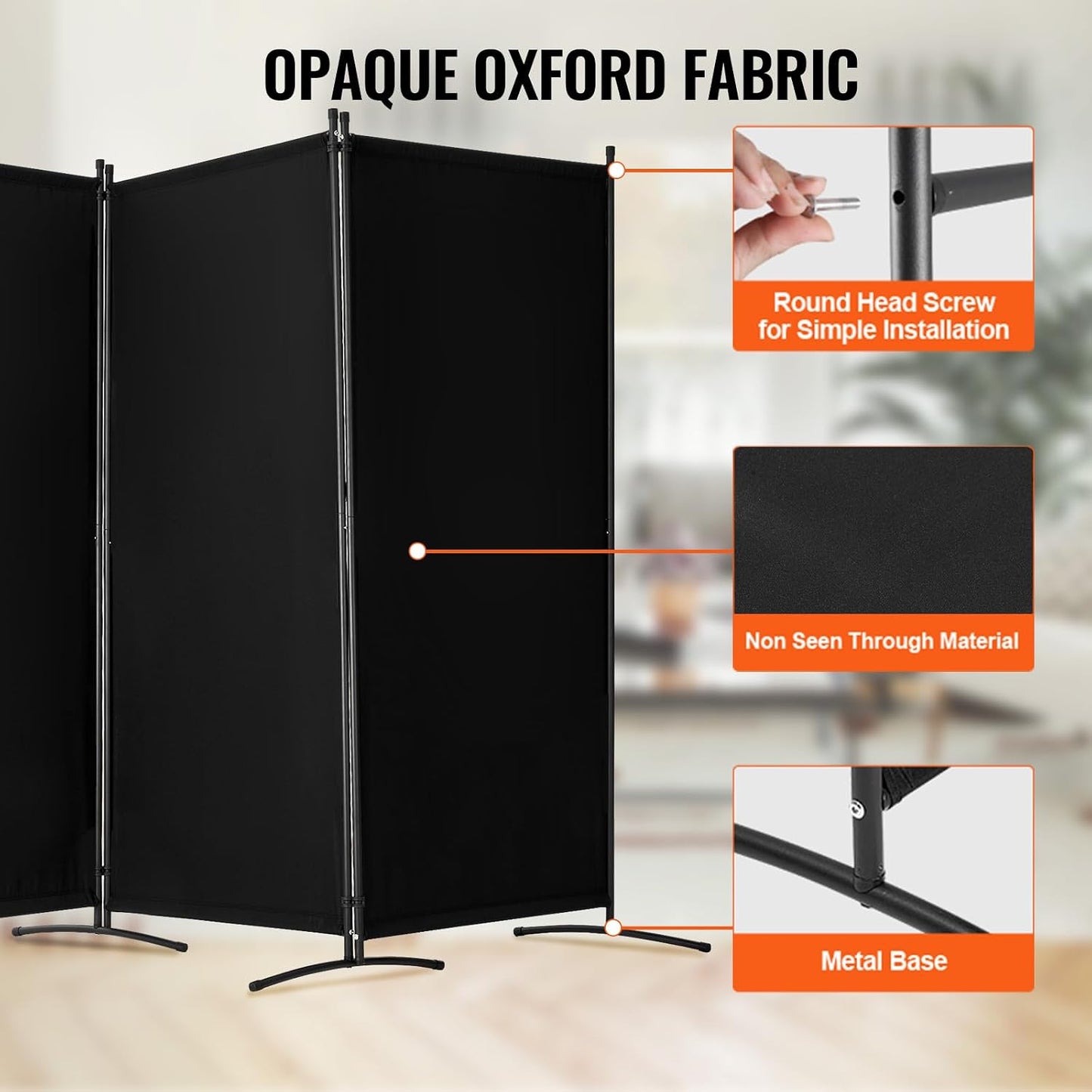VEVOR Room Divider Folding Privacy Screen Freestanding Portable Partition Black