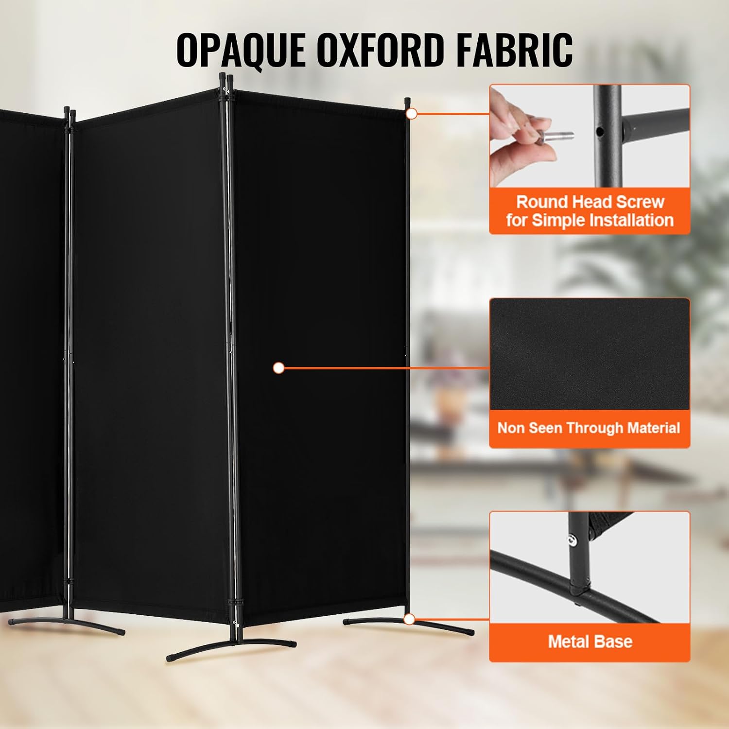 VEVOR Room Divider Folding Privacy Screen Freestanding Portable Partition Black