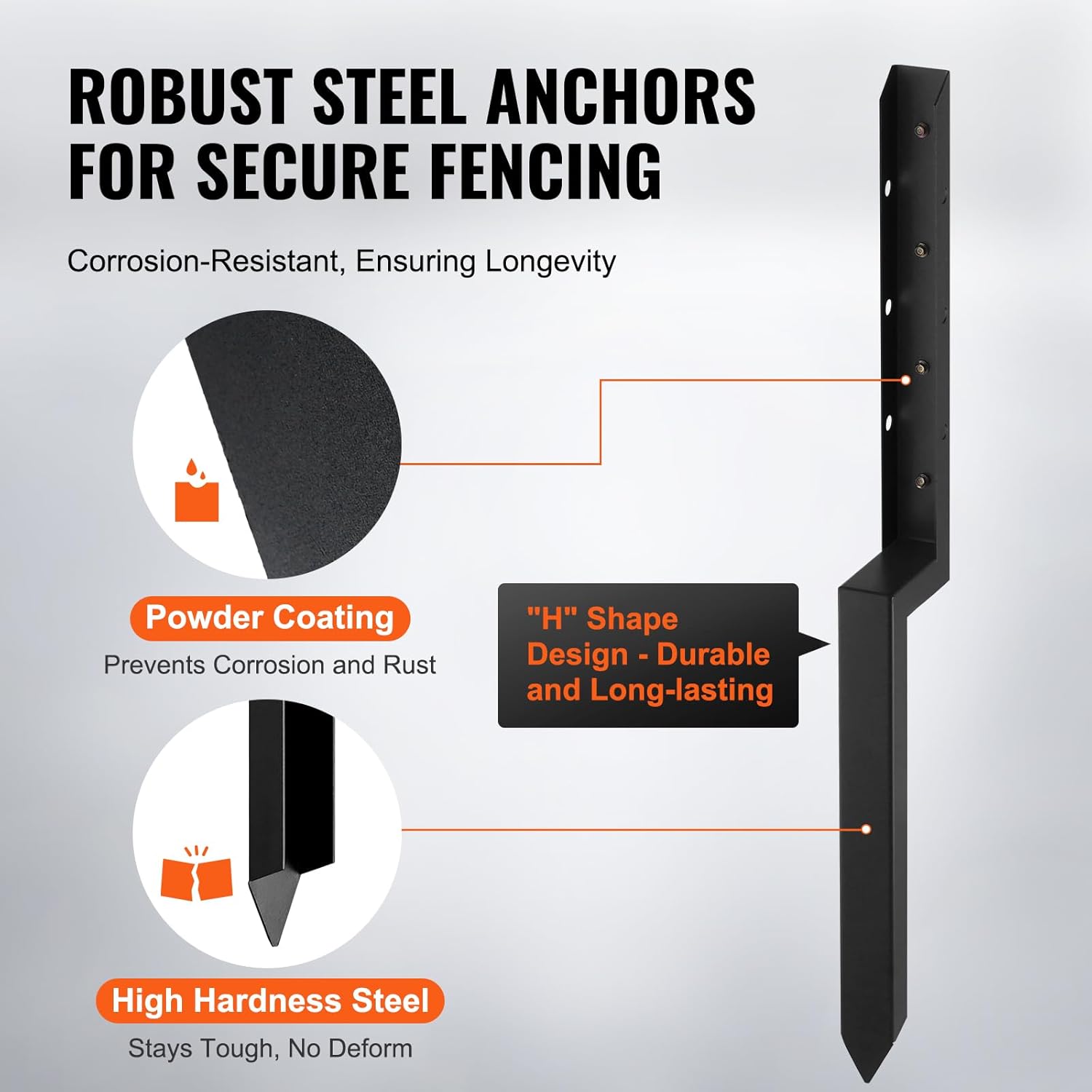 Fence Post Anchor Repair Kit 3.5 x 3.5 Inches 4-Pack Heavy Duty Steel Ground Spike