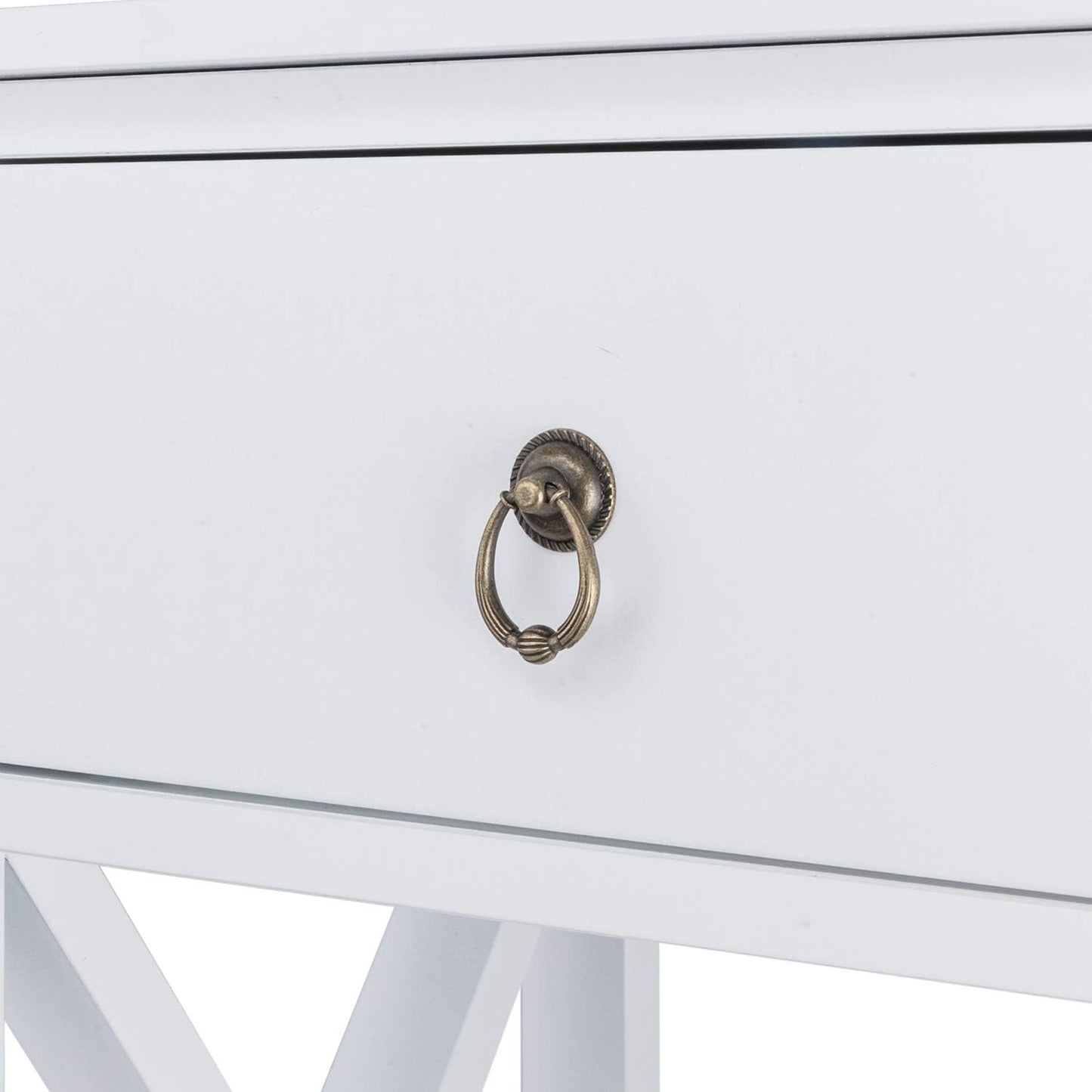 End Table with Storage Shelf and Drawer Industrial White