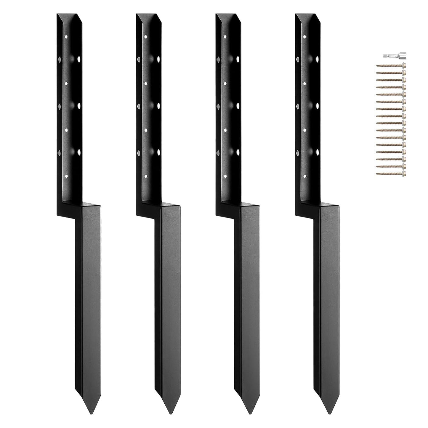 Fence Post Anchor Repair Kit 3.5 x 3.5 Inches 4-Pack Heavy Duty Steel Ground Spike