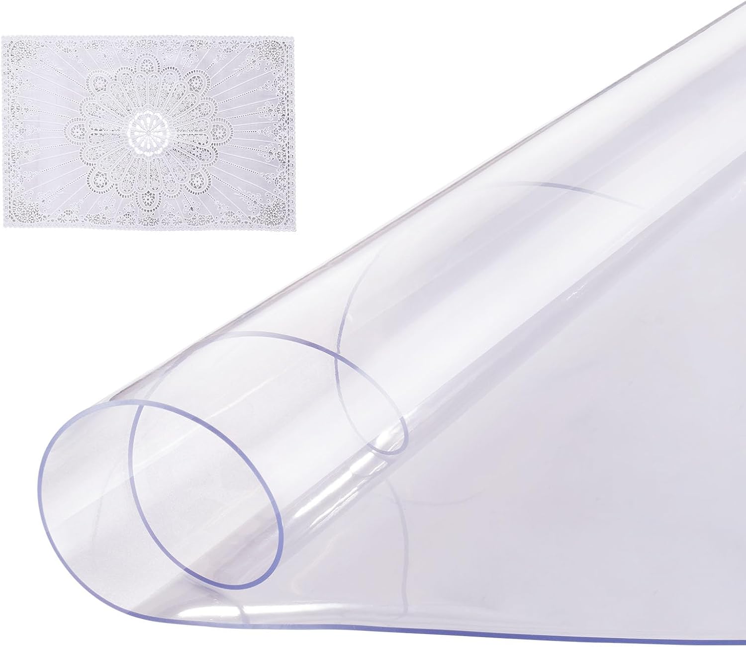 Plastic Table Cover 48 x 48 Inch Round Clear 2.0mm Thick PVC Desk Mat Protector