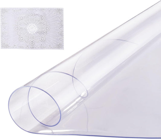 Plastic Table Cover 48 x 48 Inch Round Clear 2.0mm Thick PVC Desk Mat Protector