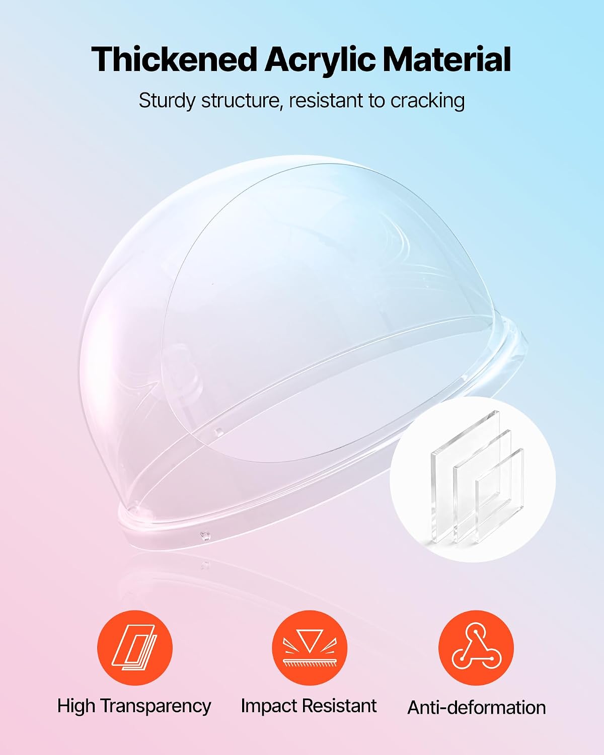VEVOR Cotton Candy Machine Cover 21 Inch Acrylic Dome Bubble Shield Transparent