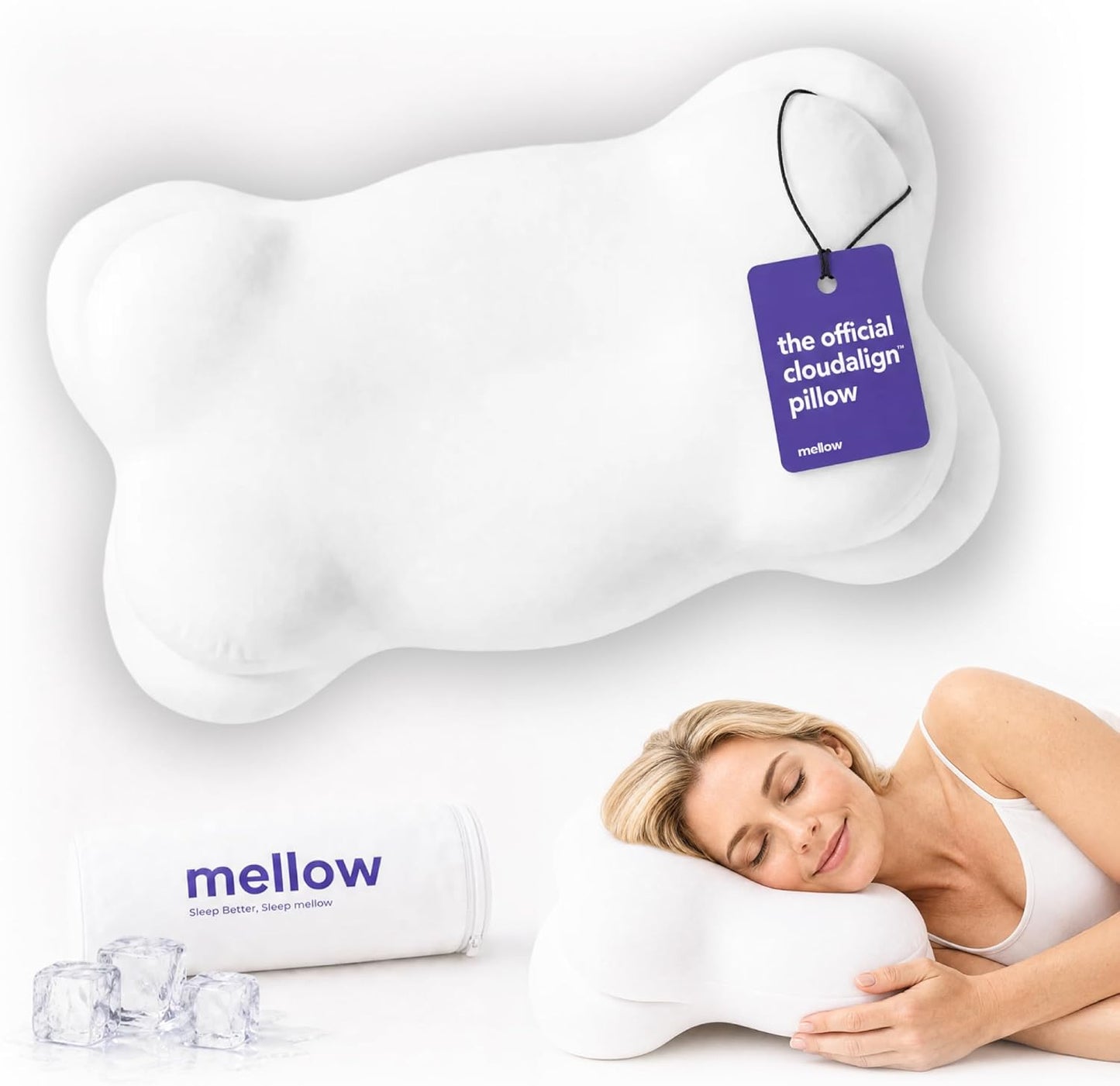 Mellow CloudAlign Memory Foam Pillow for Neck & Shoulder Support, Standard