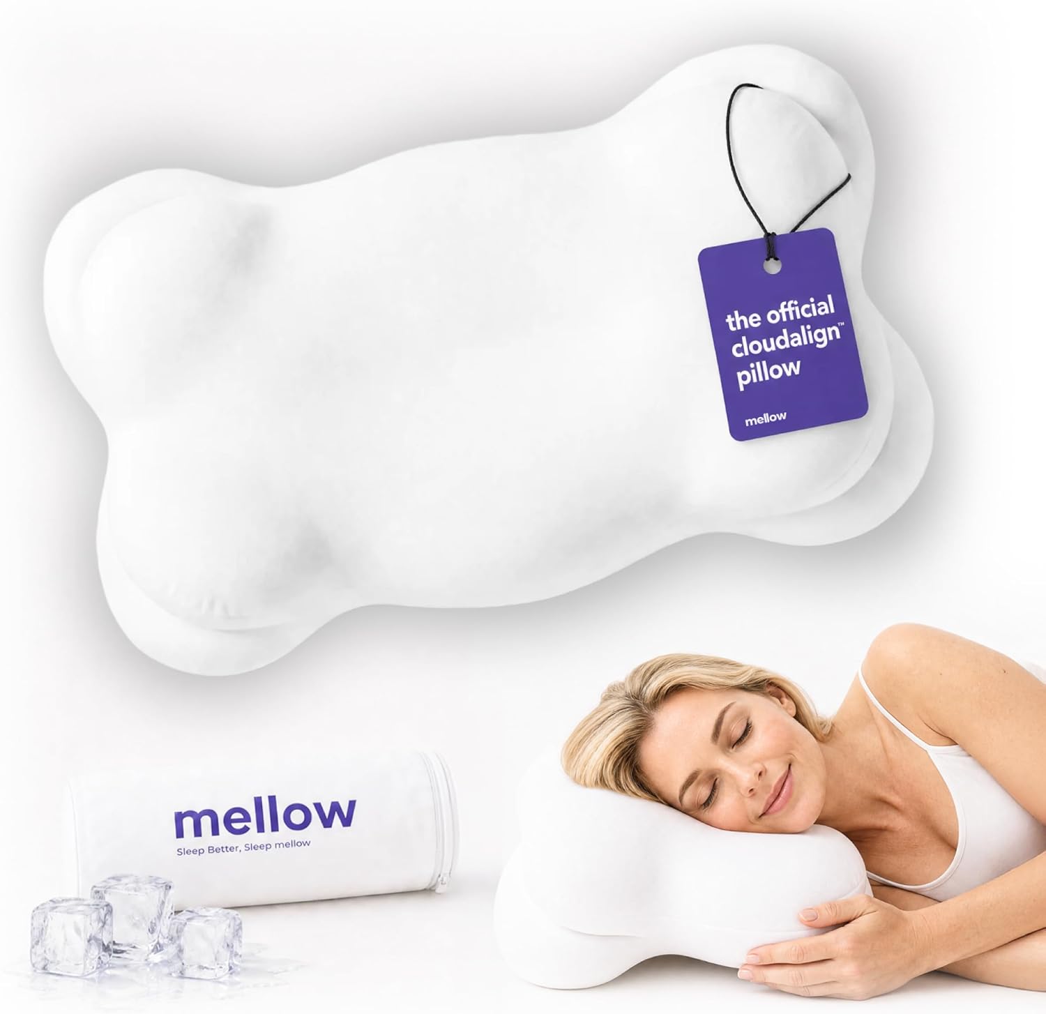 Mellow CloudAlign Memory Foam Pillow for Neck & Shoulder Support, Standard