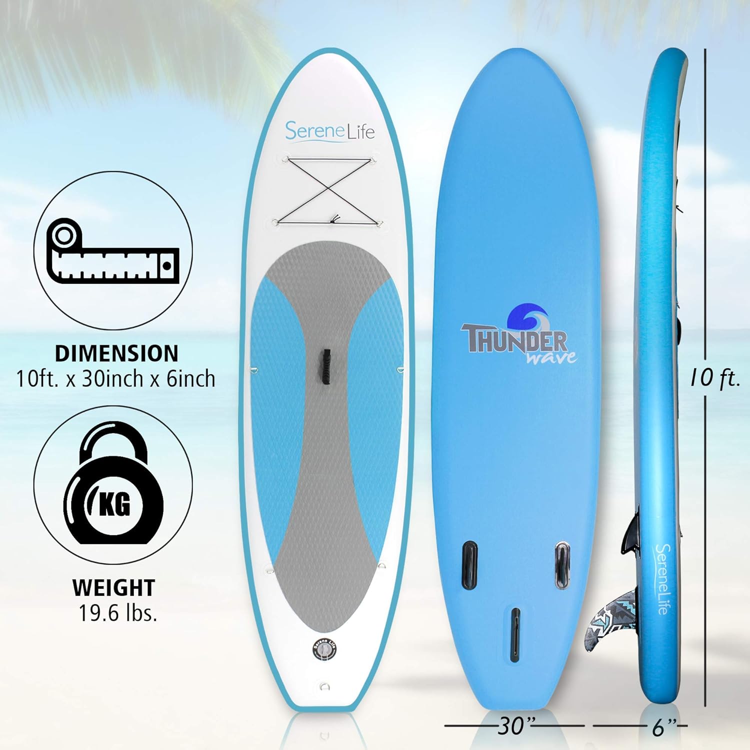 Inflatable Stand Up Paddle Board 10' Wide Stable Non-Slip Deck with Premium Accessories