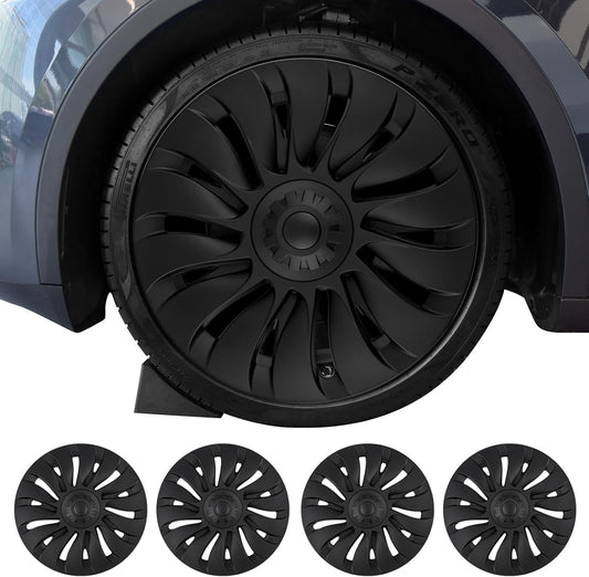 19" Wheel Covers Matte Black ABS Hubcaps Rim Protectors for Tesla Model Y 2021-2024