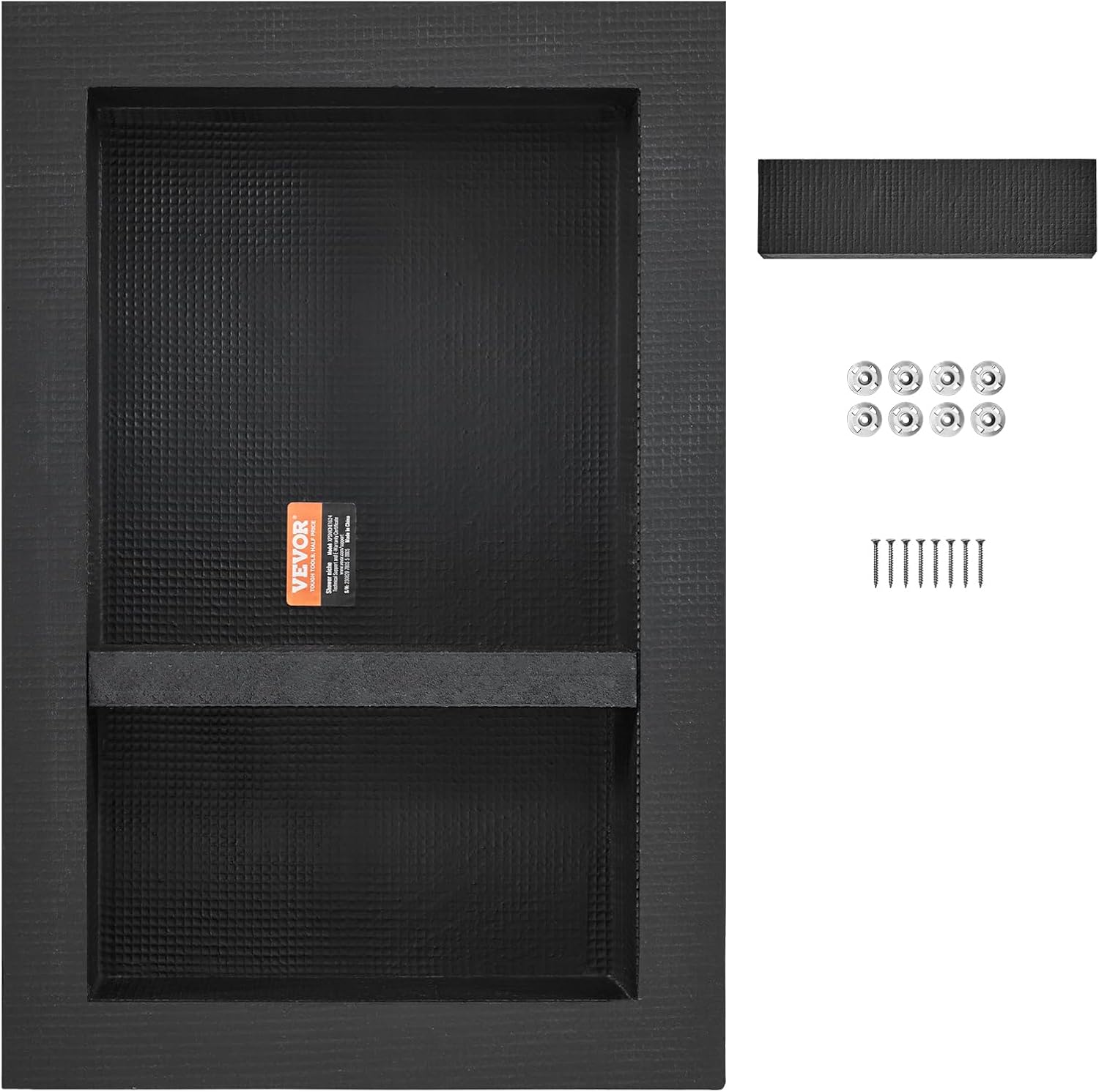 Shower Niche Ready for Tile 16 x 24 in Double Shelf Square Recessed Soap Storage Black