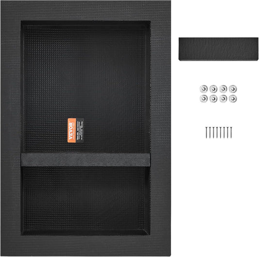 Shower Niche Ready for Tile 16 x 24 in Double Shelf Square Recessed Soap Storage Black