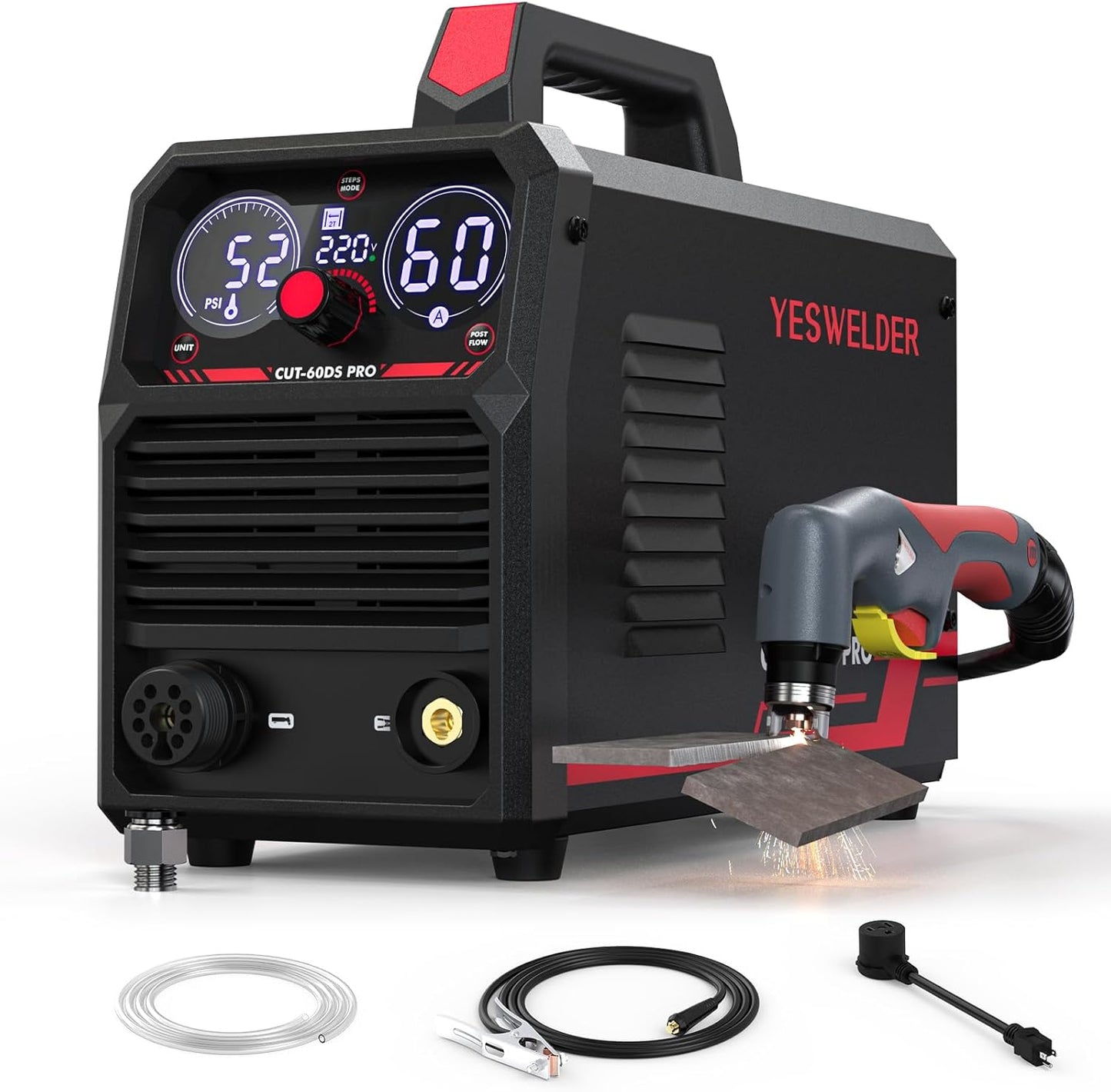 60Amp Plasma Cutter 110/220V Dual Voltage Non-High Frequency Pilot Arc Digital Display IGBT Inverter CUT-60DS PRO