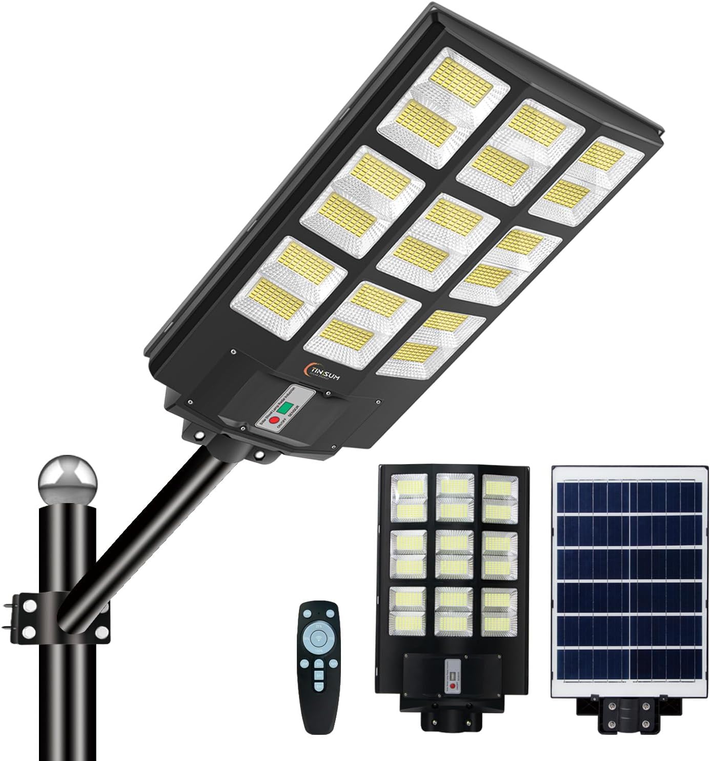 Solar Light Outdoor Motion Sensor 4200W Dusk To Dawn Super Bright 7000K Flood IP66 Waterproof For Parking Lot Street Yard