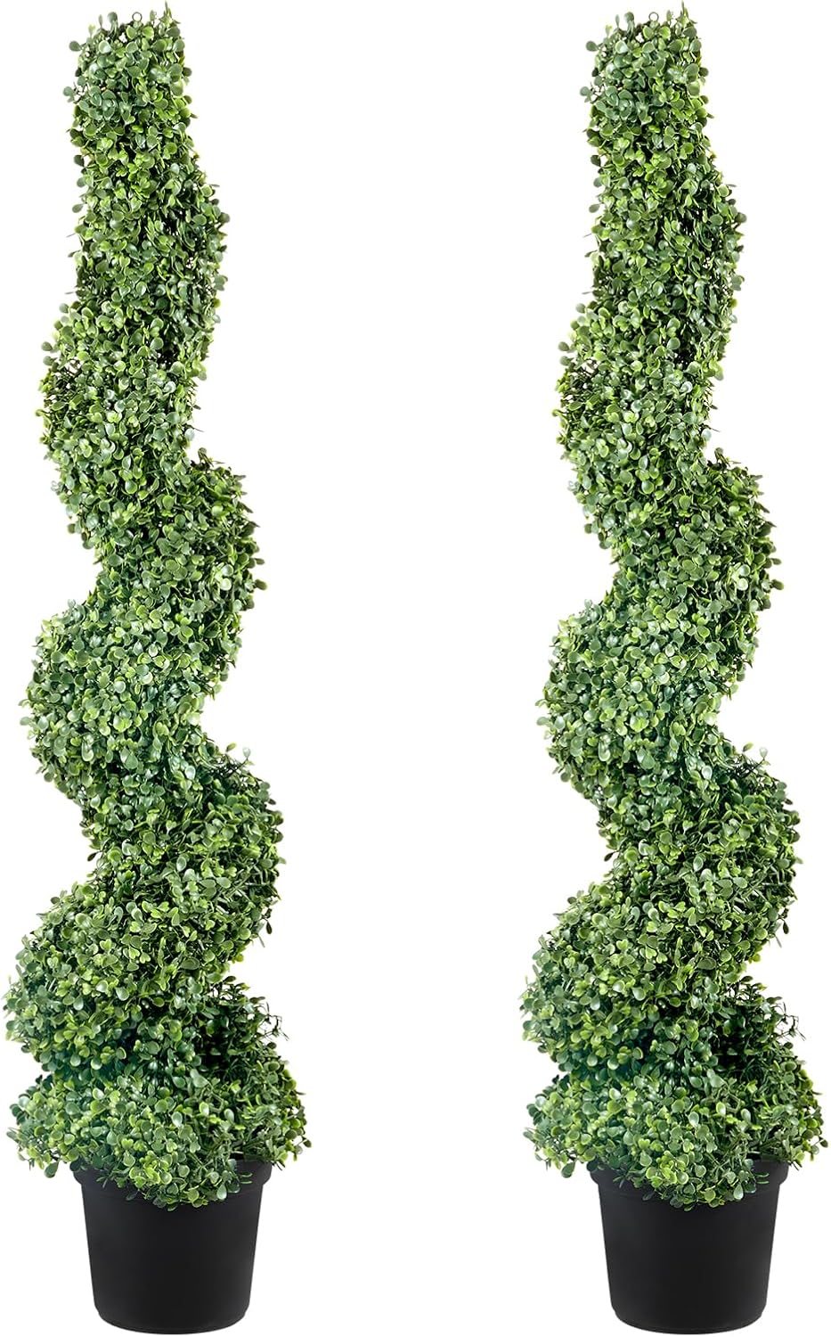 Artificial Boxwood Spiral Topiary Trees 4ft 2-Pack