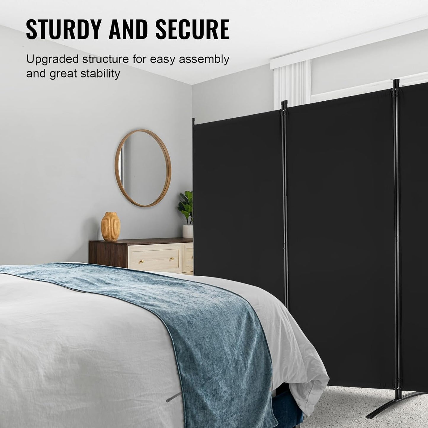 VEVOR Room Divider Folding Privacy Screen Freestanding Portable Partition Black